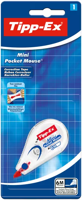 Een Correctieroller Tipp-ex mini pocket mouse 5mmx6m blister à 1 stuk koop je bij L&N Partners voor Partners B.V.