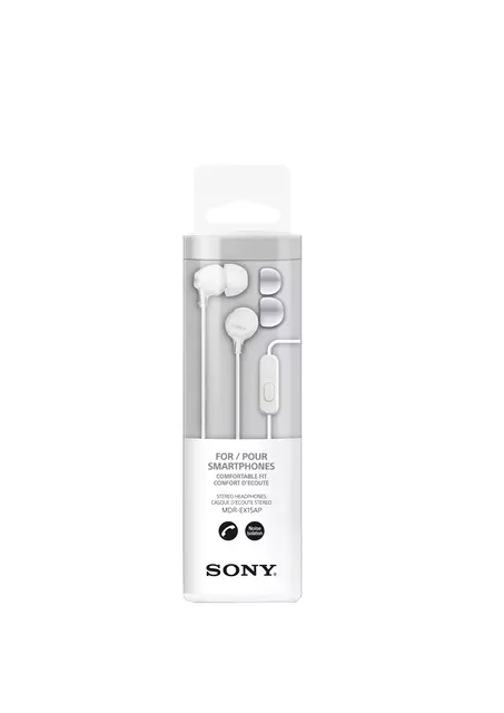Een Oortelefoon Sony EX15AP basic wit koop je bij Van Leeuwen Boeken- en kantoorartikelen