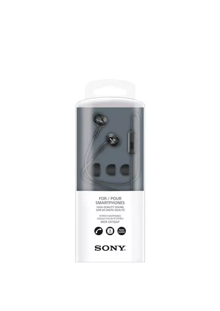 Een Oortelefoon Sony EX110AP basic zwart koop je bij Van Leeuwen Boeken- en kantoorartikelen