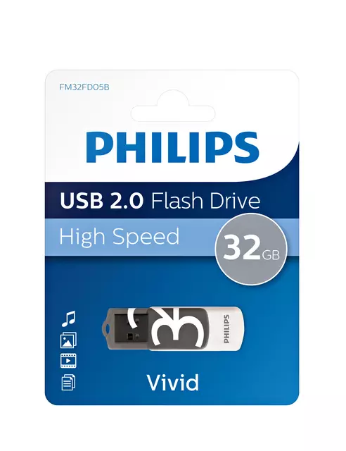 Een USB-stick 2.0 Philips Vivid Edition Shadow Grey 32GB koop je bij MV Kantoortechniek B.V.