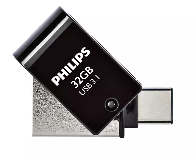 Een USB-stick 3.1 Philips USB-C 2-in-1 Midnight Black 32GB koop je bij Klik Office BV