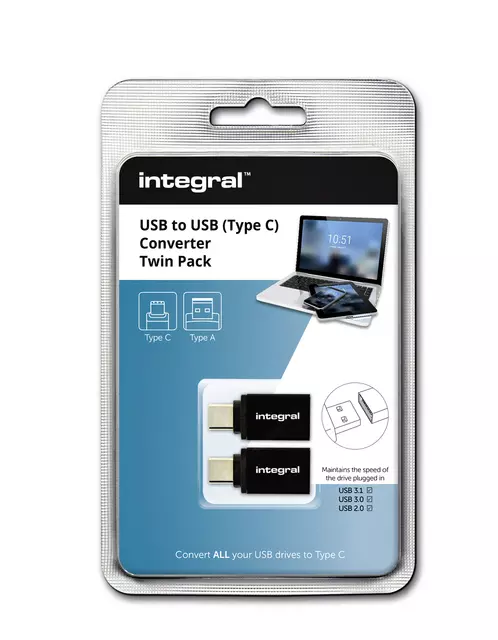 Een Adapter Integral 3.1 USB-A naar USB-C koop je bij Van Leeuwen Boeken- en kantoorartikelen