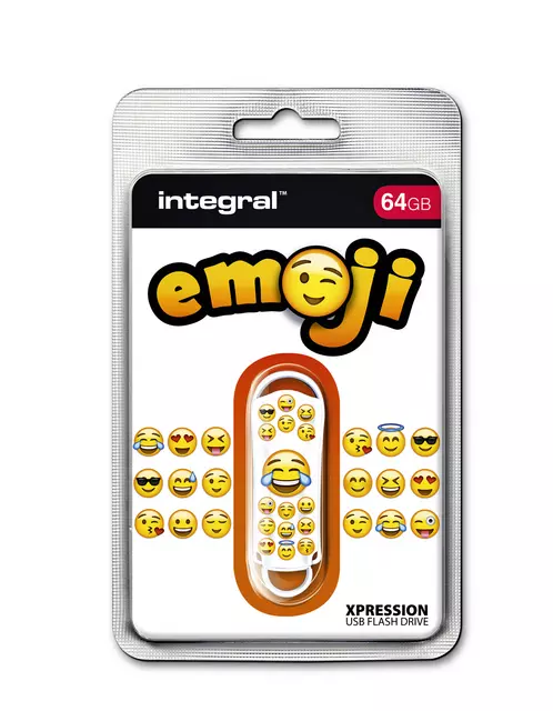 Een USB-Stick 2.0 Integral Xpression 64GB Emoji koop je bij Goedkope Kantoorbenodigdheden