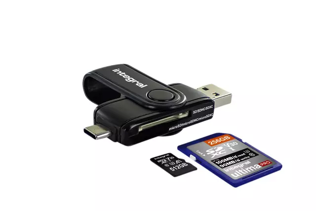 Een Kaartlezer Integral SD + Micro SD naar 3.1 USB-C USB-A koop je bij Totaal Kantoor Goeree