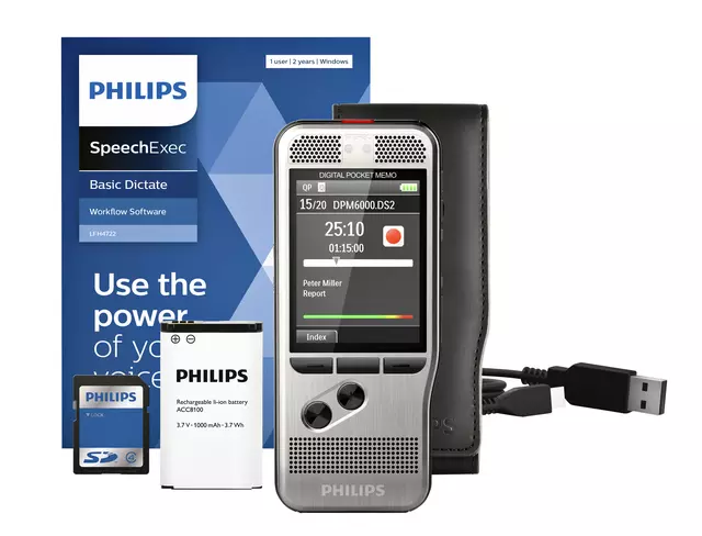 Een Dicteerapparaat Philips PocketMemo DPM6000 koop je bij MV Kantoortechniek B.V.