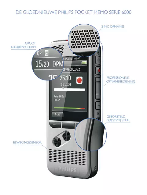 Een Dicteerapparaat Philips PocketMemo DPM6000 koop je bij L&N Partners voor Partners B.V.