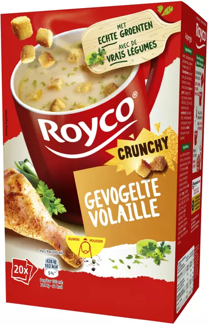 Een Soep Royco gevogelte met croutons 20 zakjes koop je bij KantoorProfi België BV