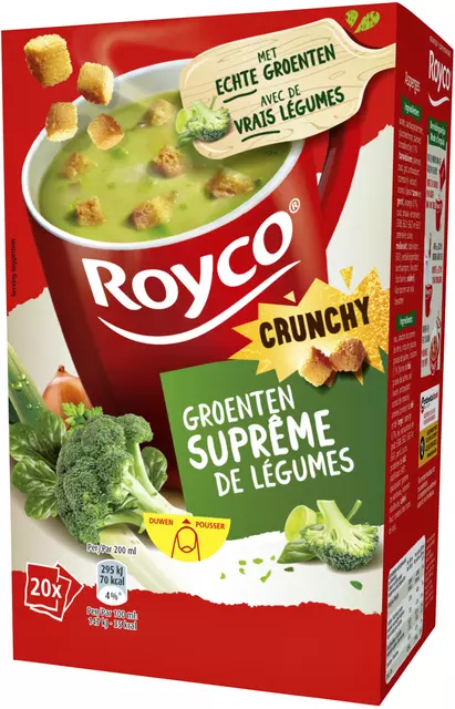 Een Soupe Royco Crunchy Suprême de légumes avec croûtons 20 sachets koop je bij Van Hoye Kantoor BV