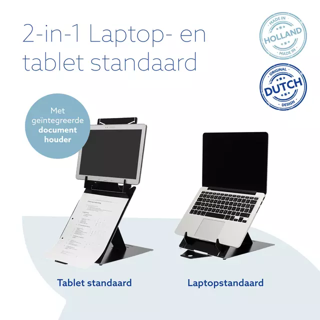 Een Ergonomische laptopstandaard R-Go Tools Riser Duo zwart koop je bij KantoorProfi België BV