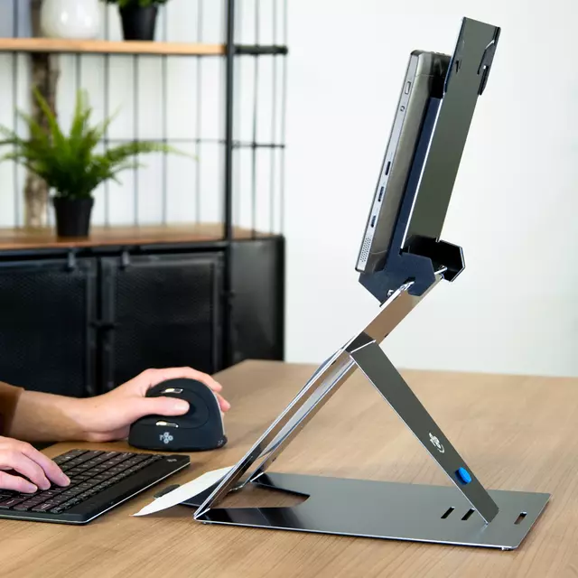 Een Ergonomische laptopstandaard R-Go Tools Riser Duo zwart koop je bij Van Leeuwen Boeken- en kantoorartikelen