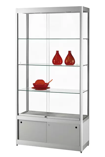 Een Vitrine SDB gpc-o-1000 led zilver 1000x400x2000mm koop je bij Van Leeuwen Boeken- en kantoorartikelen