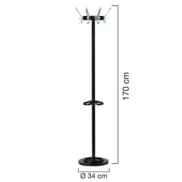 Een Kapstok Unilux Cypres staand zwart koop je bij EconOffice