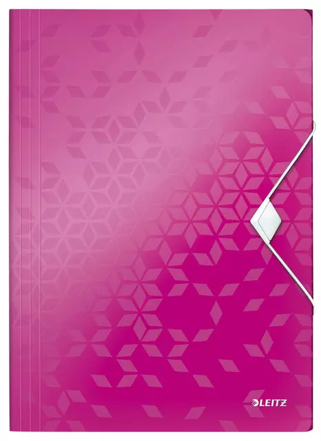 Een Elastomap Leitz WOW A4 3 kleppen PP roze koop je bij Goedkope Kantoorbenodigdheden