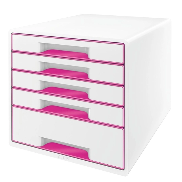 Een Ladenblok Leitz WOW 5 laden wit/roze koop je bij KantoorProfi België BV