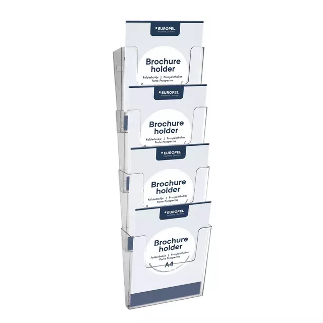 Een Folderhouder Europel 4 x A4 wand staand koppelbaar transparant koop je bij EconOffice