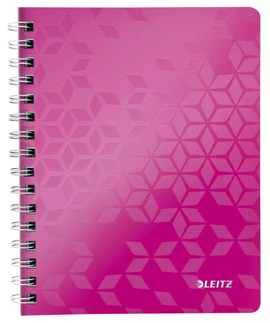 Een Notitieboek Leitz WOW A5 spiraal PP lijn roze koop je bij KantoorProfi België BV