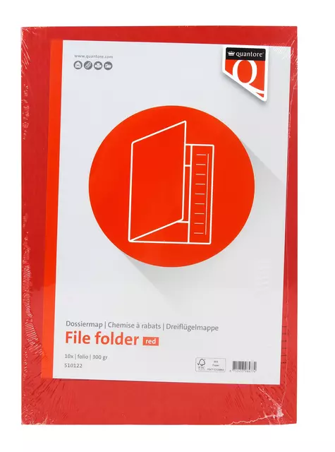 Een Dossiermap Quantore folio 300gr rood koop je bij Goedkope Kantoorbenodigdheden