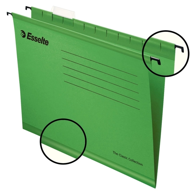 Een Hangmap Esselte Classic folio V-bodem 382x240mm groen koop je bij BUROPORT BV