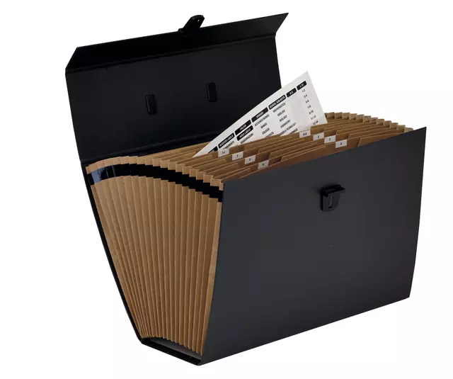 Een Sorteerkoffer Bankers Box Handifile 19-vaks zwart koop je bij Van Leeuwen Boeken- en kantoorartikelen