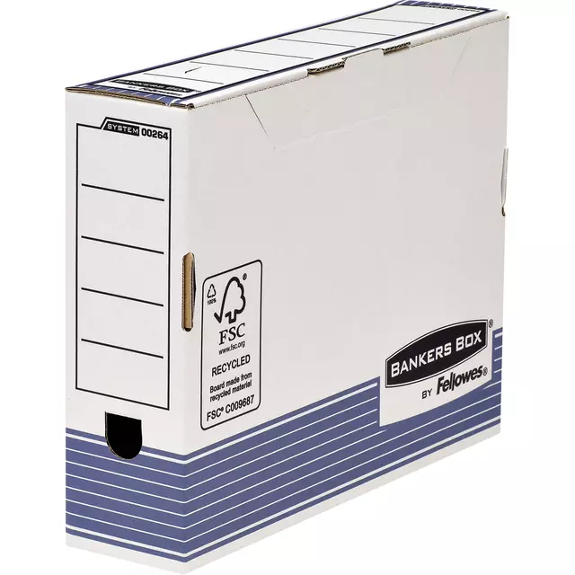 Een Archiefdoos Bankers Box System A4 80mm wit blauw koop je bij Van Leeuwen Boeken- en kantoorartikelen