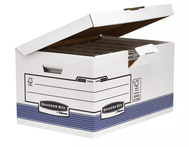 Een Archiefdoos Bankers Box System fold flip top maxi wit blauw koop je bij Van Hoye Kantoor BV