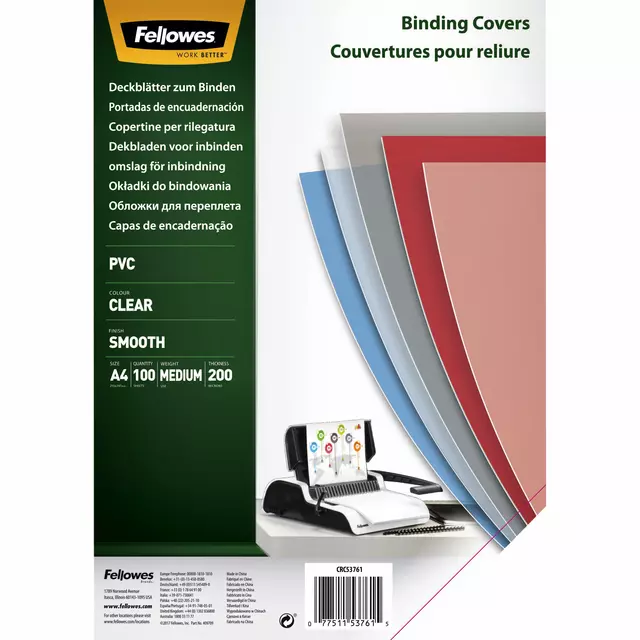 Een Voorblad Fellowes A4 PVC 200micron 100stuks koop je bij EconOffice