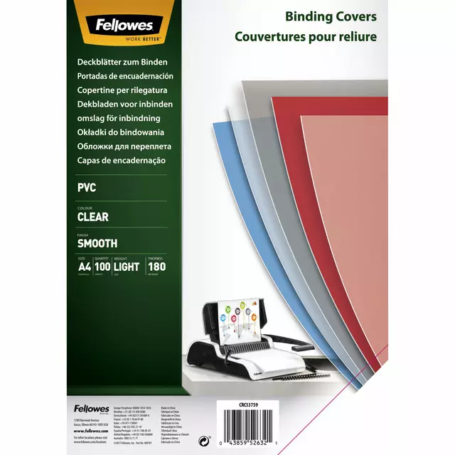 Een Voorblad Fellowes A4 PVC 180micron 100stuks koop je bij EconOffice