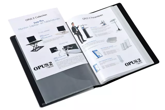 Een Showmap Opus 2 frontview A5 20-tassen antraciet koop je bij Van Leeuwen Boeken- en kantoorartikelen