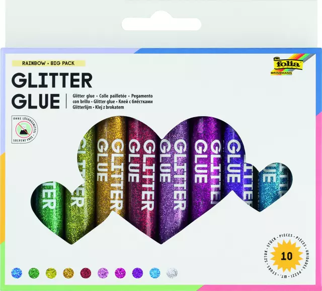 Een Glitterlijm Folia 9.5ml 10 kleuren koop je bij KantoorProfi België BV