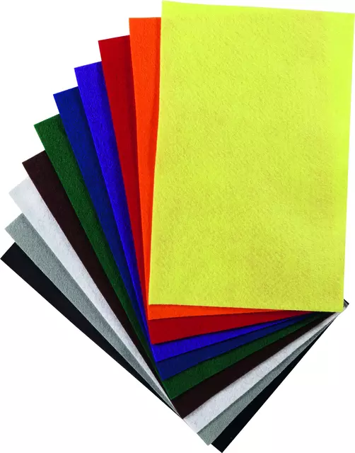 Een Vilt Folia 20x30cm 150gr 10 vel assorti kleuren koop je bij Van Leeuwen Boeken- en kantoorartikelen