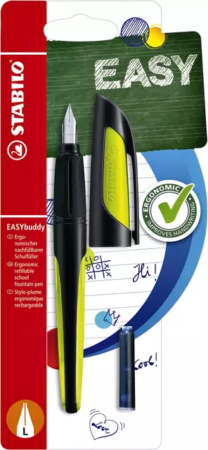Een Vulpen STABILO Easybuddy linkshandig large zwart/lime blister à 1 stuk koop je bij L&N Partners voor Partners B.V.
