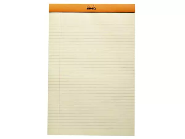 Een Schrijfblok Rhodia A4 lijn 80 vel 80gr geel koop je bij Buro De Peuter