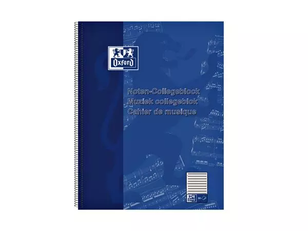 Een Collegeblok Oxford A4+ muziek 4-gaats 100 pagina's 80gr blauw koop je bij KantoorProfi België BV