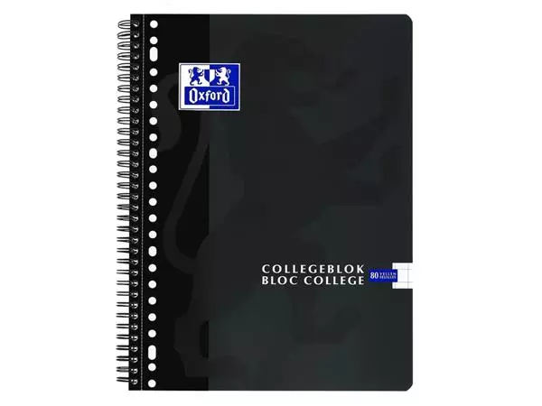 Collegeblok Oxford School A4 ruit 10x10mm 23-gaats 160 pagina's 80gr assorti