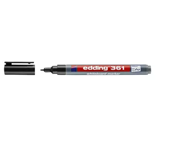 Een Viltstift edding 361 whiteboard rond 1mm zwart koop je bij Buro De Peuter