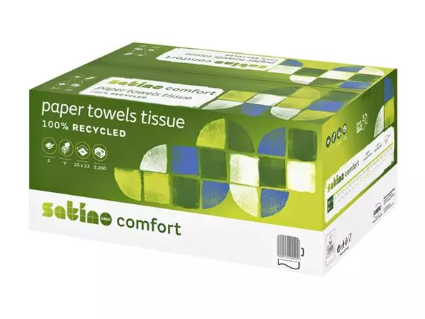 Een Handdoek Satino Comfort PT3 v-vouw 2-laags 25x23cm wit 277190 koop je bij Goedkope Kantoorbenodigdheden