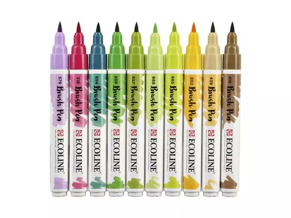 Een Brushpen Talens Ecoline set botanisch blister à 10 stuks assorti koop je bij Kantoorvakhandel van der Heijde