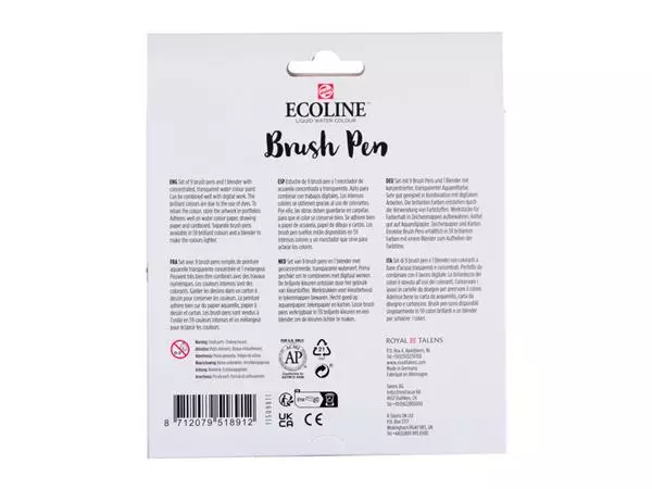 Een Brushpen Talens Ecoline Pastel blister à 10 stuks assorti koop je bij NiceSupplies.nl