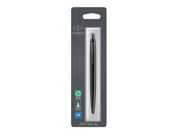 Een Balpen Parker Jotter XL Monochrome black medium blister à 1 stuk koop je bij Buro De Peuter