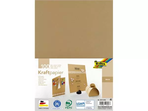 Een Kraftpapier Folia A4 120gr 100 vel koop je bij KantoorProfi België BV