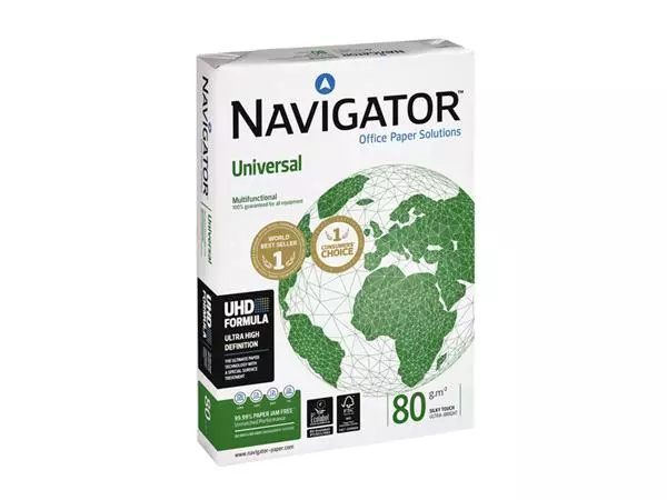 Een Kopieerpapier Navigator Universal A4 80gr wit 500vel koop je bij Kantoorvakhandel van der Heijde
