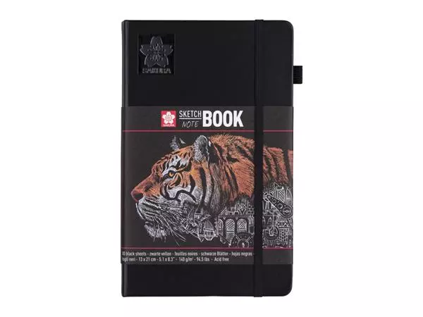 Een Schets-notitieboek Sakura 13x21cm 140gr 80vel zwart koop je bij Totaal Kantoor Goeree