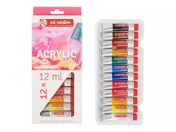 Een Acrylverf Talens Art Creation met stappenplan 12ml set à 12 kleuren koop je bij NiceSupplies.nl