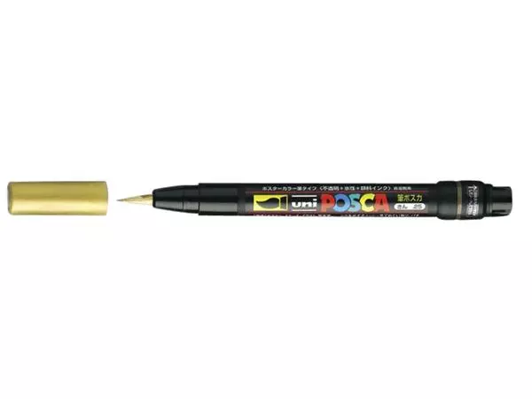 Een Brushverfstift Posca PCF350 1-10mm goud koop je bij Van Leeuwen Boeken- en kantoorartikelen