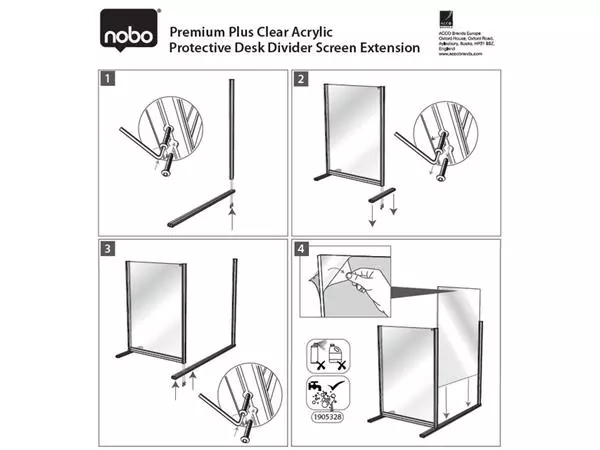 Een Bureauscherm Nobo modulair transparant acryl 1400x1000mm koop je bij NiceSupplies.nl