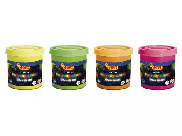 Een Plakkaatverf Jovi glow in the dark 35ml assorti set à 4 stuks koop je bij NiceSupplies.nl