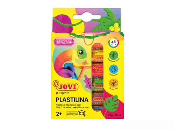 Een Boetseerklei Jovi plastalina 15gr neon kleuren assorti etui à 6 stuks koop je bij EconOffice