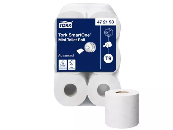 Een Toiletpapier Tork SmartOne® Mini T9 advanced 2-laags 620 vel wit 472193 koop je bij Van Hoye Kantoor BV