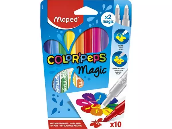 Een Viltstift Maped Color'Peps Magic set á 10 kleuren koop je bij KantoorProfi België BV