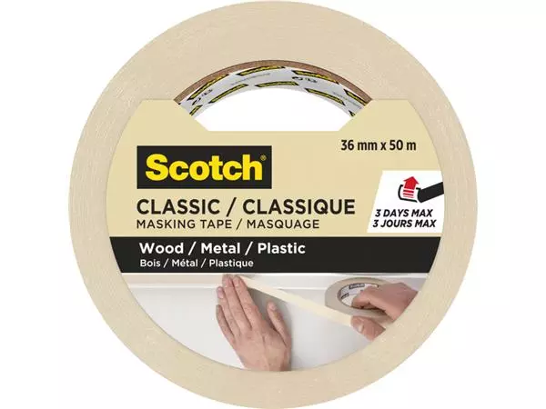 Een AFPLAKTAPE SCOTCH CLASSIC 36MMX50M BEIGE koop je bij Kantoorvakhandel van der Heijde